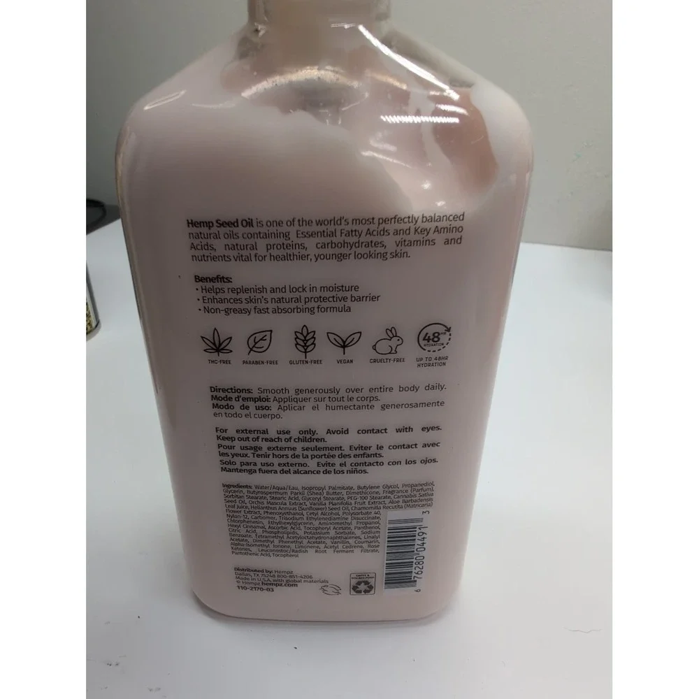Henpz Lotion Vanilla & White Orchid Limited Edition 17oz Hemp Seed Oil